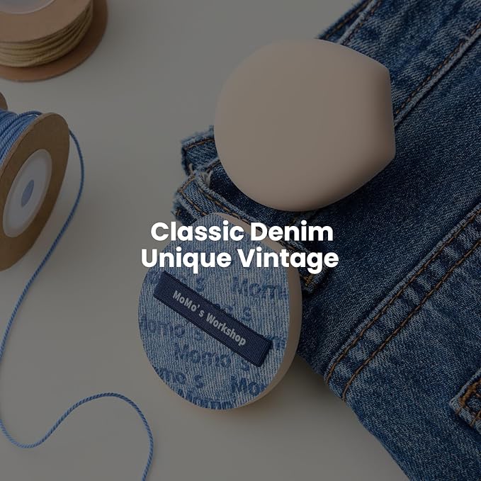 Momo's Workshop Makeup Sponge for Foundation, Soft Makeup Blending Puff Reusable, Foundation Puff for Natural Finish & Long-lasting 1PCS Blue