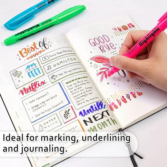 Shuttle Art Highlighters, 30 Pack Highlighters Assorted Colors, 10 Colors Chisel Tip Dry-Quickly Non-Toxic Highlighter Markers for Adults Kids Highlighting in Home School Office