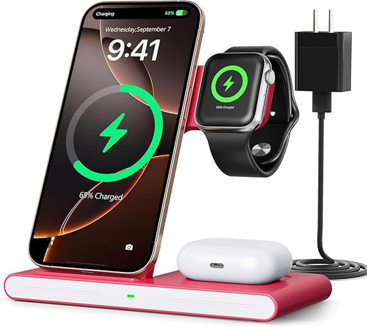 2025 Wireless Charger for Apple and Android Charging Station,3 in 1 Fast Max Charging for iPhone 16 15 14 13 12 Pro Max Plus, Apple Watch Series & Air pods 4 3 2 Pro, Android Samsung Galaxy Series