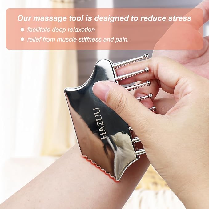Portable Stainless Steel Scalp Massager - Guasha Scraping Tool for Head, Neck, Shoulders, Legs & Arms - Ideal for Soothing Relief (Comb Shape)