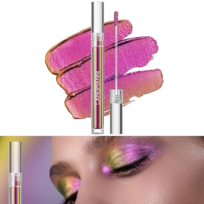 Jolilab Metallic Liquid Chameleon Eyeshadow, Multi-Dimensional Eye Looks, Long-lasting Holographic Glitter Multichrome Eyeshadows Makeup (#Wonder+#GX006)