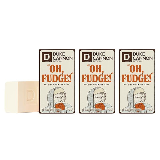 Duke Cannon Holiday Limited-Edition OH Fudge Big Brick of Soap - 10oz Bar, Triple Milled, Perfect for Men, Supports U.S. Veterans, 3 Pack
