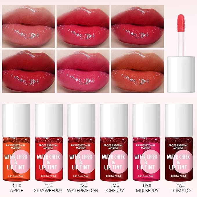12 Pcs Lip Tint Stain Set 6 Colors Lip