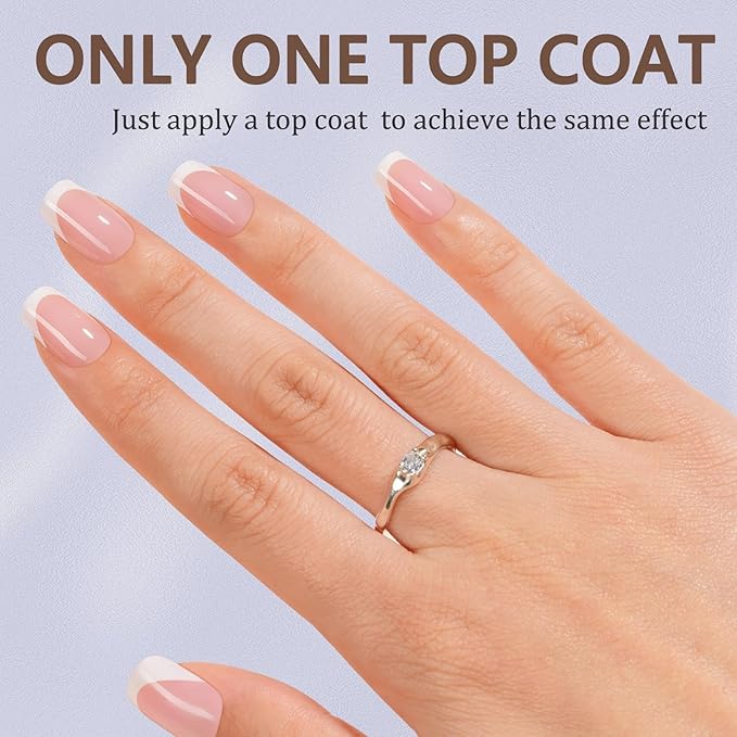 Misssix French Gel Nail Tips, 150Pcs French Tip Press on Nails Short Square Pink, No Need to File 3 in 1 Tips Pre-lasting, Fake Nails for Nail Art DIY 15 Sizes