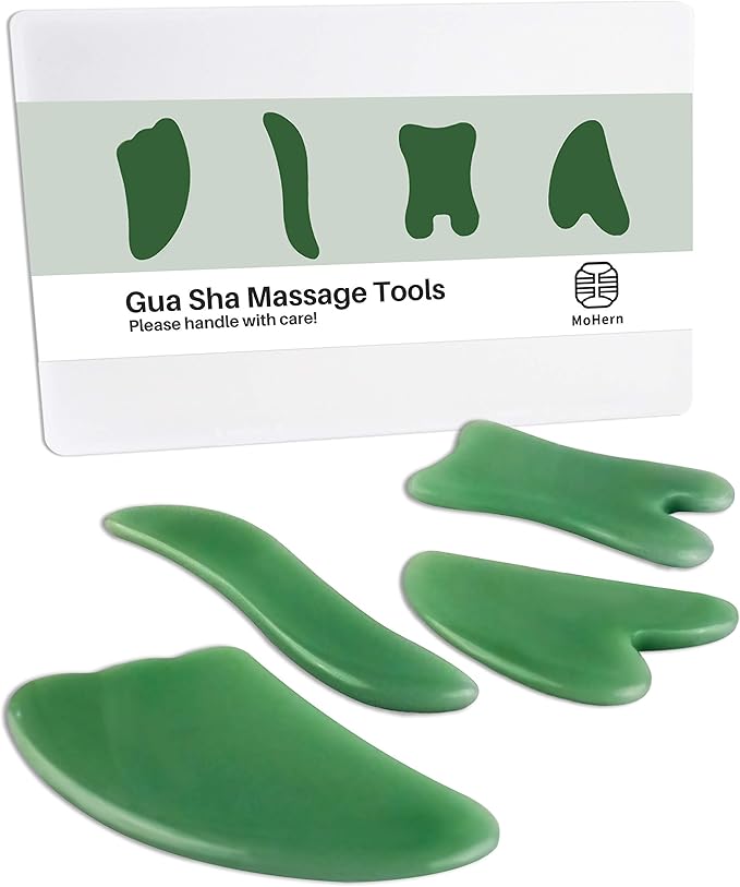 MoHern Gua Sha Massage Tools, 4 Pcs Gua Sha Tools of Multi-Shapes, Guasha Scraping Massage Tools for Face and Body