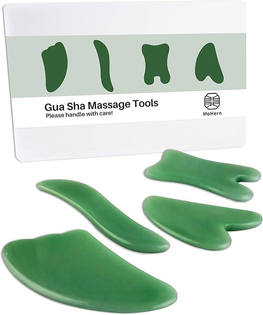 MoHern Gua Sha Massage Tools, 4 Pcs Gua Sha Tools of Multi-Shapes, Guasha Scraping Massage Tools for Face and Body