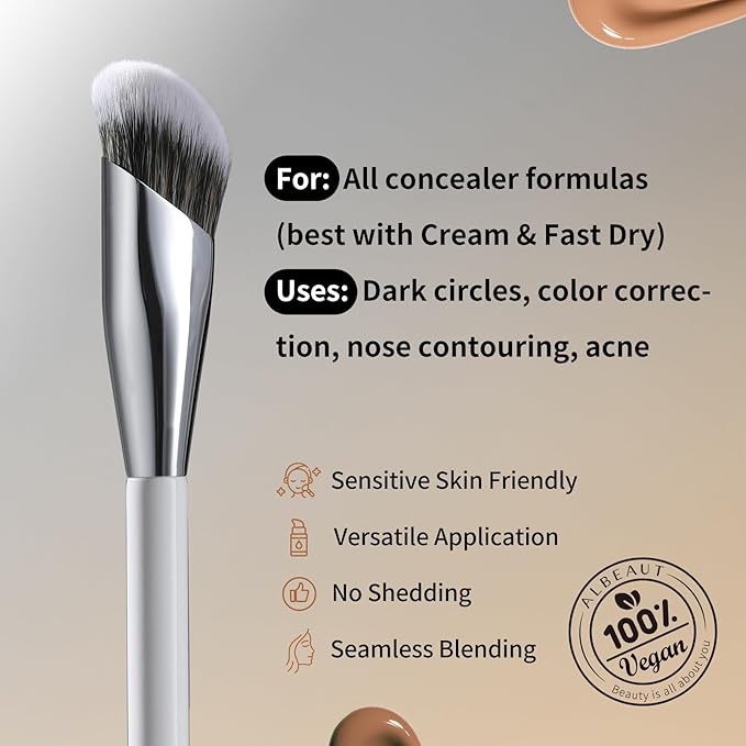 Concealer Brush, Angled Under Eye Makeup Small Foundation Precision Face Blending Brush (193 concealer brush)