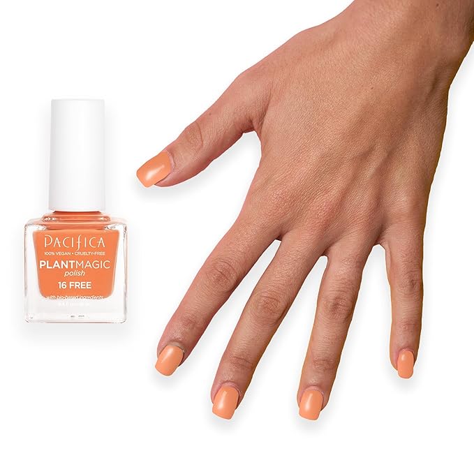 Pacifica Natural Nail Polish – Plant Magic Orange Nail Polis - Plant Based, Non-Toxic & Clinically Tested - Lasting Colors, Glossy, Chip-Resistant, Clean Beauty, Dermatologist Approved, Summertime