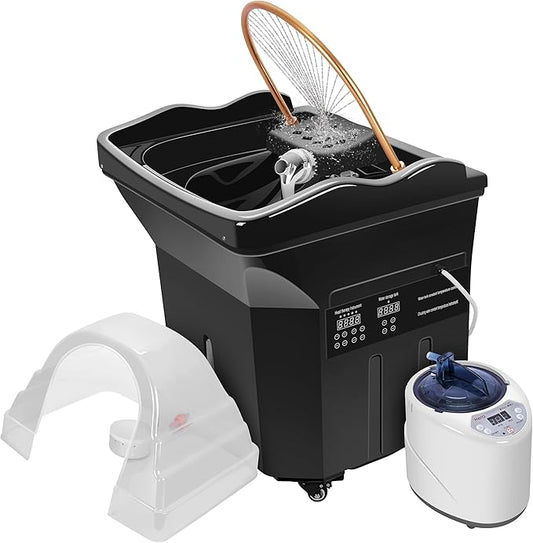 Head Spa Equipment with 60L Water Storage Tank, Warm Steam & Hair Wash Sink for Scalp Care and Relaxation (Head Spa Equipment-Black)