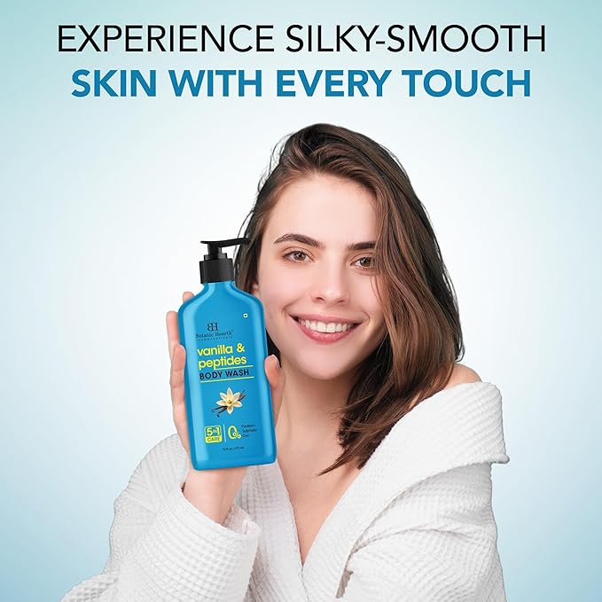 Botanic Hearth Vanilla Body Wash – Hydrating Shower Gel with 5 in 1 Care, Sulphate & Paraben Free, Gentle Daily Cleanser for All Skin Types, 16 fl oz