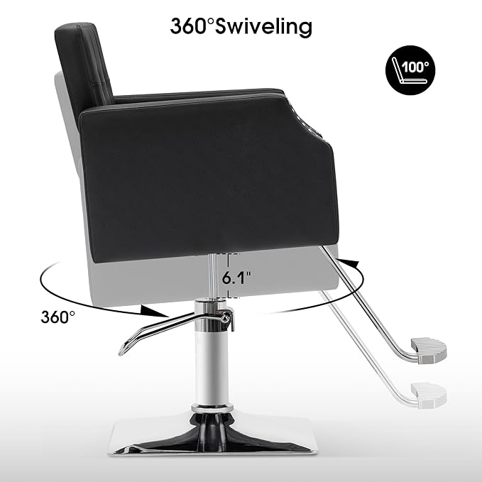 BarberPub Classic Salon Chair for Hair Stylist,Hydraulic Barber Styling Chair,Beauty Salon Spa Equipment 8818 (Black)