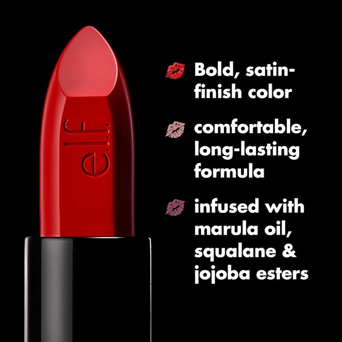 e.l.f. O Face Satin Lipstick, Richly Pigmented, Nourishing & Long-Lasting Creamy Lipstick, Infused With Jojoba, Vegan & Cruelty-Free, No Doubt