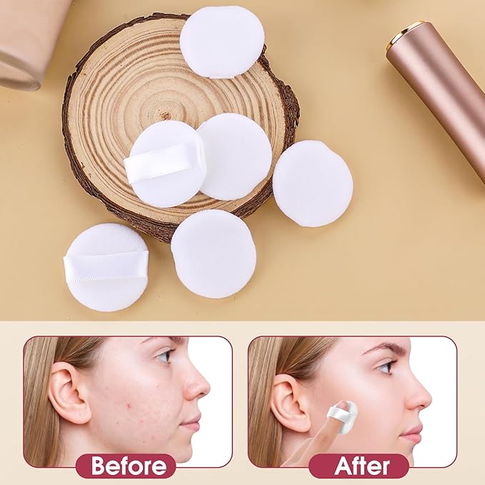12 PACK Mini Powder Puff, Microfiber Powder Puff Small Powders Pact Makeup Sponges 1.5 Inches Powders Puffs Makeup Sponges Finger-Sized Make up Puffs for Women Beauty Blender Sponge