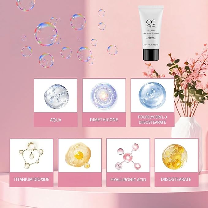 Cc Cream for Older Women,Cc Cream With Spf 43,Self Adjusting for Mature Skin, Anti-Aging Sunscreen Foundatio with Moisturizer, Conceals, Moisture & Anti Aging