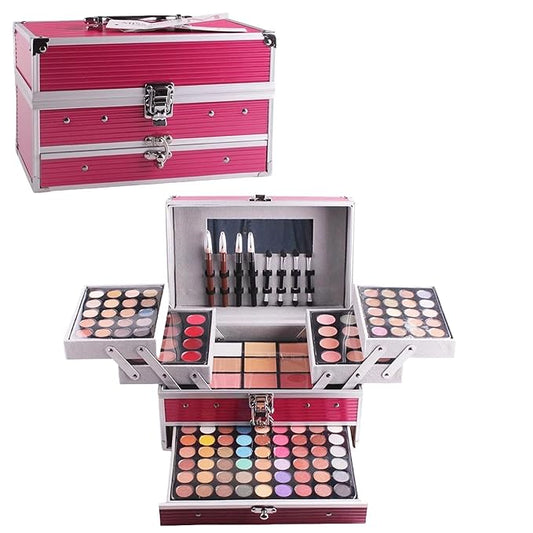 SAMIK 132-Color All-in-One Makeup Kit for Women - Complete Set with Palettes, Contouring, Concealer, Face Powder, Lipgloss, Blusher, Contour, Eyeliner, and Eyebrow Powder in Carry-All Trunk