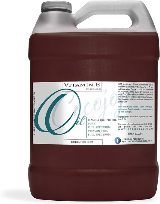 Vitamin E Oil - Pure & Undiluted, Full Spectrum, Alpha Tocopherol - 1 Gallon - for Skin, Hair, Nails, Body Care Hydrating Rejuvenating Skin Oil