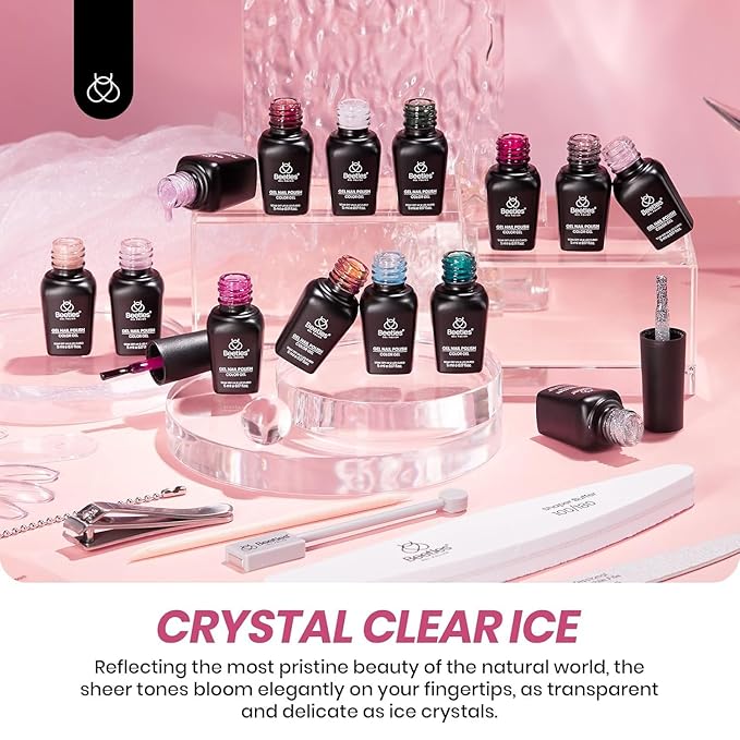 Beetles Jelly Gel Nail Polish Set, 53PCS 36 Colors Jelly Pink Milky White Red Black Blue Green Silver Cat Eye Base Glitter Glossy Matte Top Coat Crystal Ice Collection French Nails Gift for Women