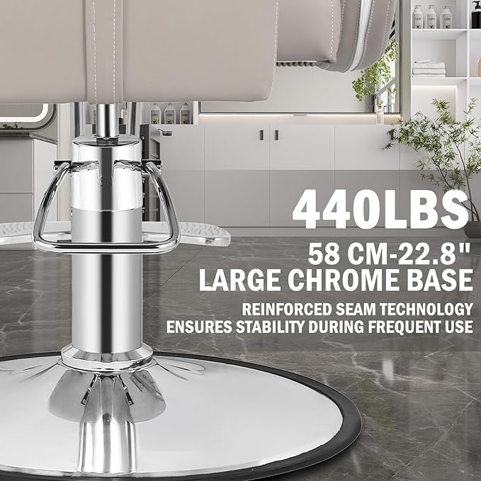 Reclining Salon Chair, Hydraulic Barber Styling Chair for Hair Stylist, 360 ° Swivel Hair Braiding Hairdresser Chairs, Height Adjustable Spa Beauty Equipment for Barbershop, Grey Silver