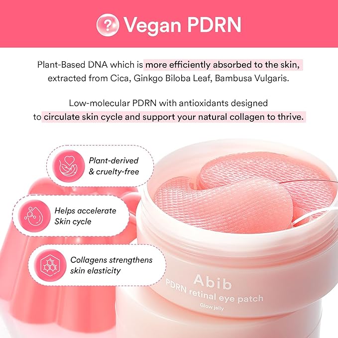 Abib PDRN Retinal Eye Patch, Hydrogel Masks for Dark Circles, Puffiness, Fine Lines, 60 Patches, 84g, with Niacinamide, K-Beauty Skincare