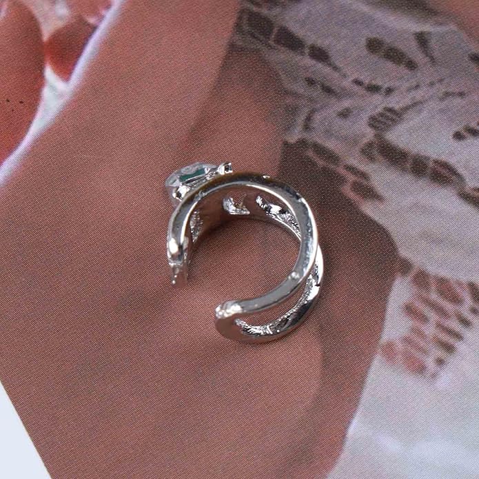 Vintage Crystal Ear Cuff Earrings Black Onyx Cuff Earrings Rhinestone Cartilage Earrings Silver Open Cuff Wrap Earrings Jewelry for Women