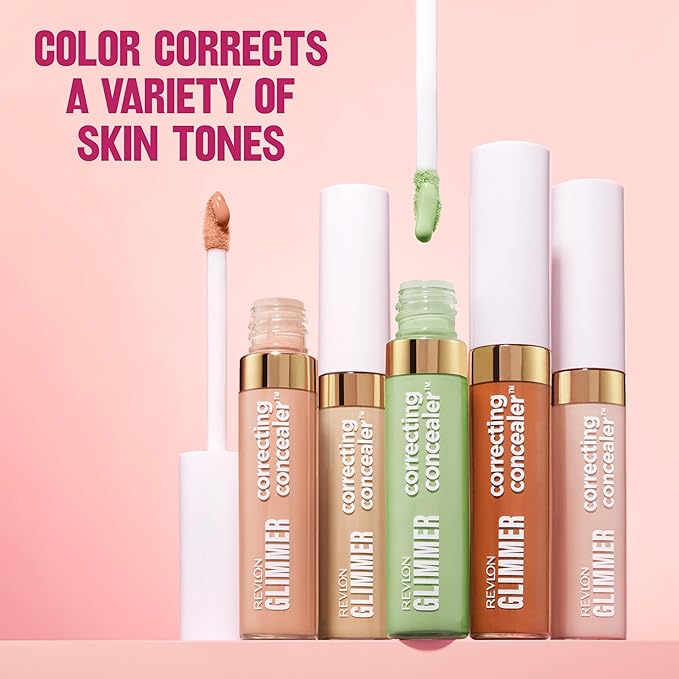 Revlon Glimmer Correcting Concealer, Liquid Under Eye Makeup, Made with Caffeine, Vitamin C, & Stevioside, 102 Orange, 0.3 fl oz
