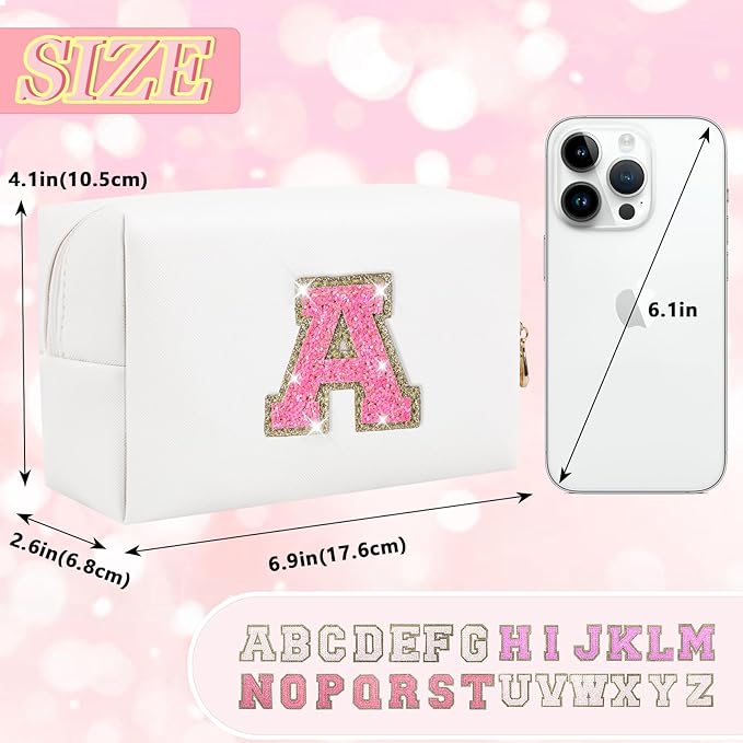 Personalized initial letter makeup bag,