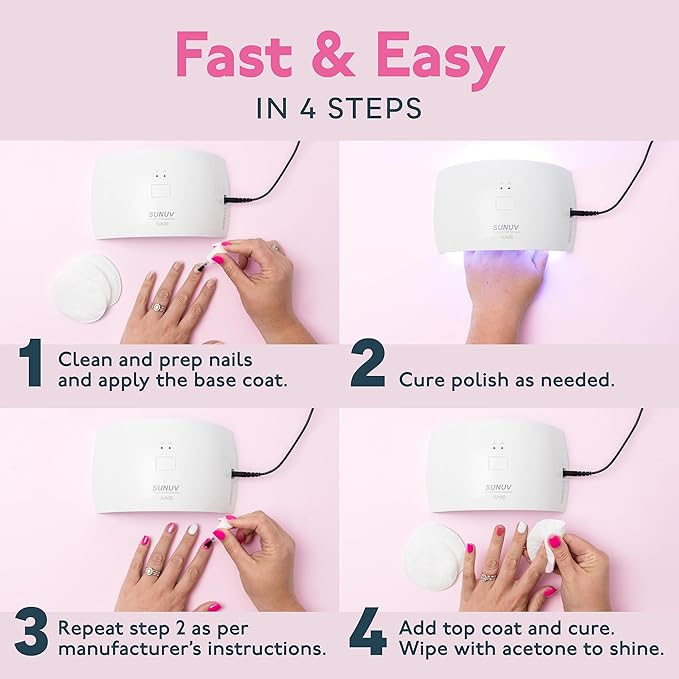 SUNUV UV LED Nail Lamp, Nail Dryer for Gel Polish UV Light for Nails with Sensor 2 Timers SUN9C Pink Gift for Women Girls