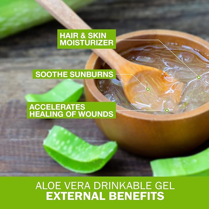 Land Art - Organic Aloe Vera Drinkable Gel for Heartburn & Acid Reflux Relief - 99.7% Pure - Cold-Processed - Improves Digestive Health - Soothing and Natural - Vegan & Gluten-Free - 64 fl oz