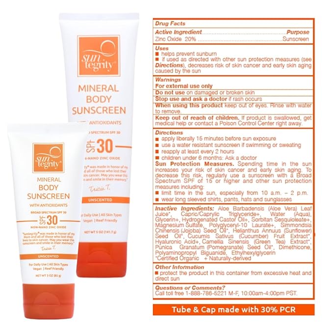 Suntegrity UNSCENTED Mineral Sunscreen For Body - 5 oz.