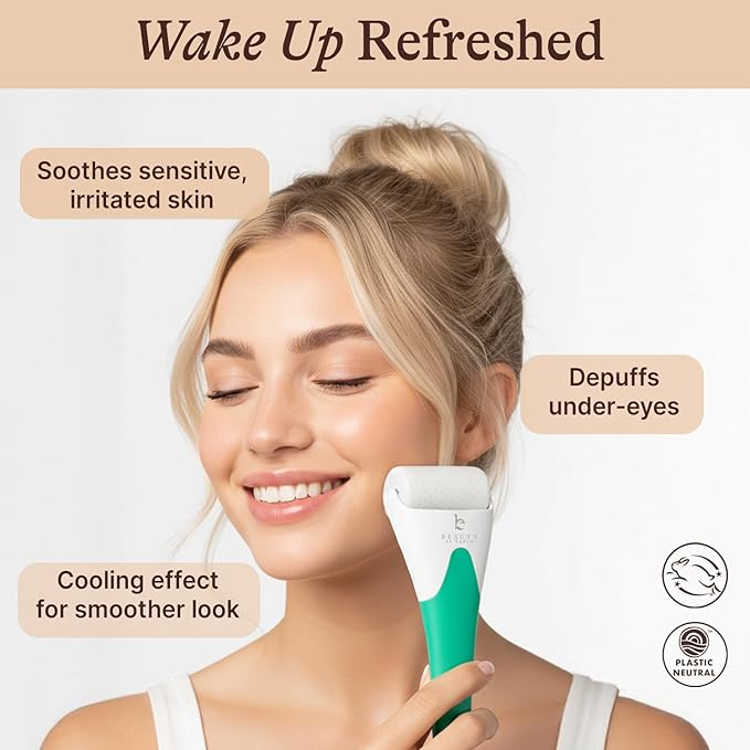 Ice Roller for Face - Smoothes Fine Lines & Wrinkles, Face & Eye Roller for Puffy Eyes, Skin Care Massager, Beauty Gift That Helps Relieve Migraines, Facial & Spa Gifts for Women