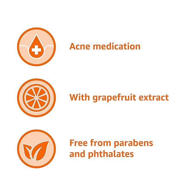 Amazon Basics Clarifying Pink Grapefruit Body Wash, 2% Salicylic Acid Acne Treatment, Dermatologist Tested, 8.5 Fl Oz (Pack of 4) (Previously Solimo)