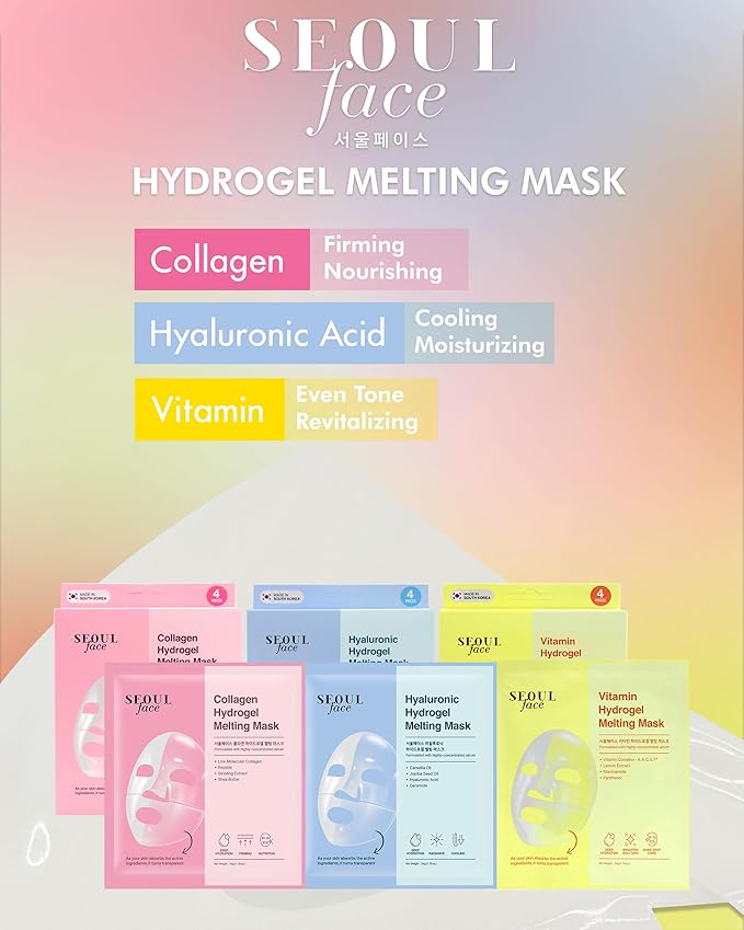 DERMAL Collagen Hydrogel Melting Jelly Gel Mask 4ea - Korean Overnight Face Mask - Deep Hydration, Skin Firming, and Wrinkle Care for Glassy Skin - Korean Skincare