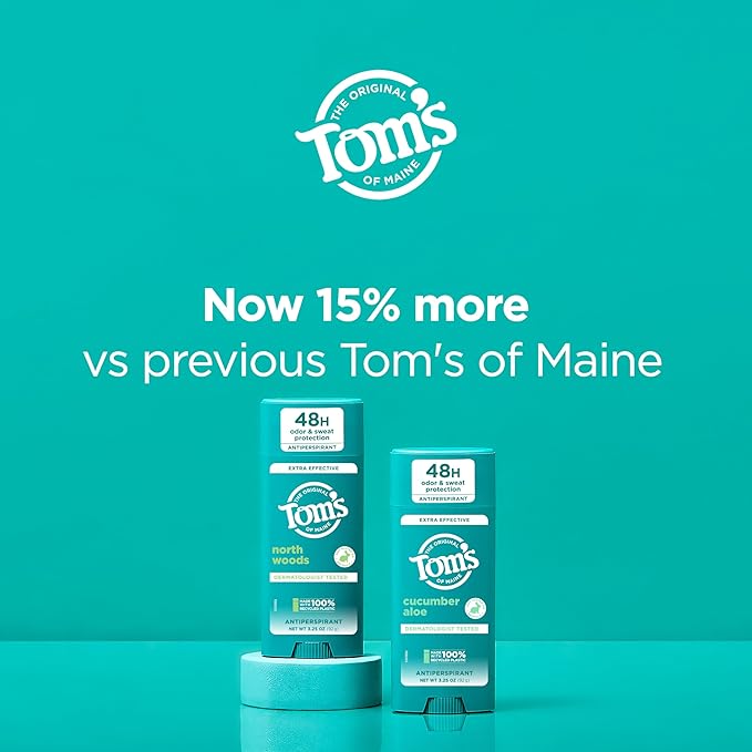 Tom’s of Maine Cucumber Aloe Antiperspirant, For Women and Men, 3.25 oz