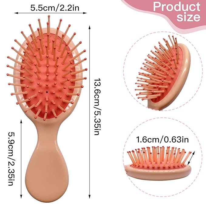 6 Pieces Mini Wet Hair Brush, Travel Detangling Brush, for Most Hair Types, with Ease Knots Without Tears or Breakage, Multicolor