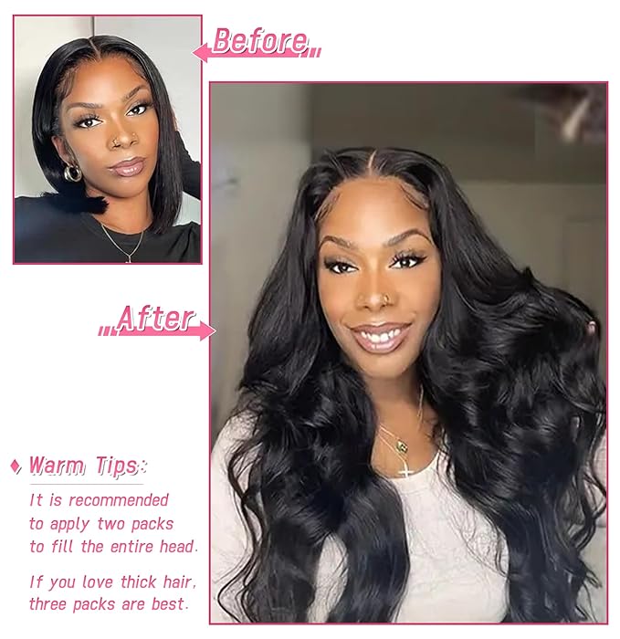 Essent Seamless Body Wave Clip in Hair Extensions Seamless Real Human Hair, 24 Inch 1Pack 130g 7Pcs Human Hair Extensions for Women Natural Black