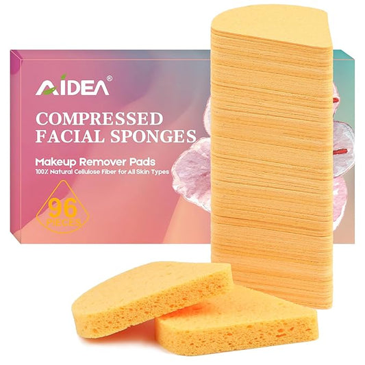 AIDEA 96Count Facial Sponges Compressed, Face Sponges for Cleansing, Natural Cosmetic Makeup Sponges, Sponges for Washing Face, Exfoliating, Makeup Removal, Travel Essentials for Women