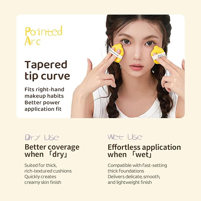 Lemon Makeup Sponge Set,Cosmetic Foundation Sponges, Dual-Textured for Wet/Dry Use, Pointed Tip for Detail Work, Halloween Makeup Sponge for Face,2pcs L+S Size Beauty Puff & Storage Case