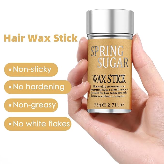 Hair Wax Stick & Boar Bristle Hair Brush – Edge Control & Flyaway Tamer Slick Back Hair Brush for Women Men Kids, Suitable for All Hair Types, Sleek Styles, Ponytails, Buns & Baby Hairs