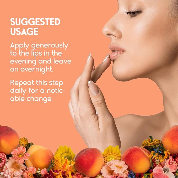 Lip Mask Overnight with Hyaluronic Acid & Collagen, Lip Sleeping Mask for Dry Cracked Lips, Moisturizing, Hydrating, Exfoliating Night Treatment for Lip Care (Peach)