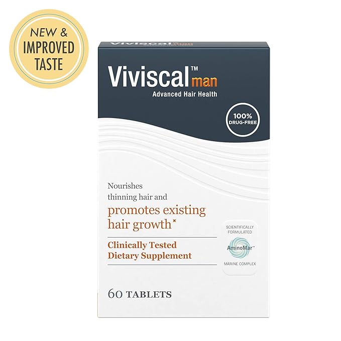 Viviscal Men's Hair Growth Supplements for Thicker Fuller Hair, Clinically Proven Collagen Complex, 60 Tablets 1 Month Supply