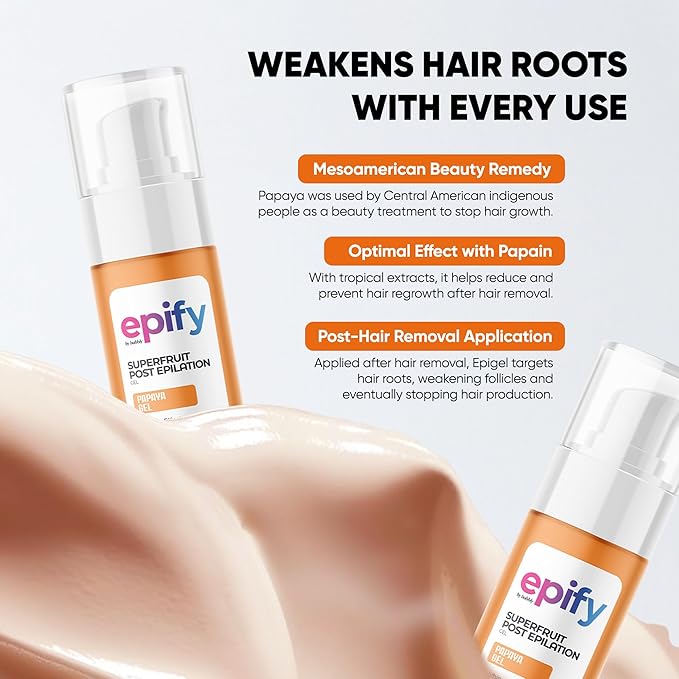 Epify Superfruit Post Epilation Papaya Gel, Hair Inhibitor for Face and Body, Non-Irritating Formula, Soothing Effect, Hair Growth Minimizer, 2.54 Fl Oz (3)