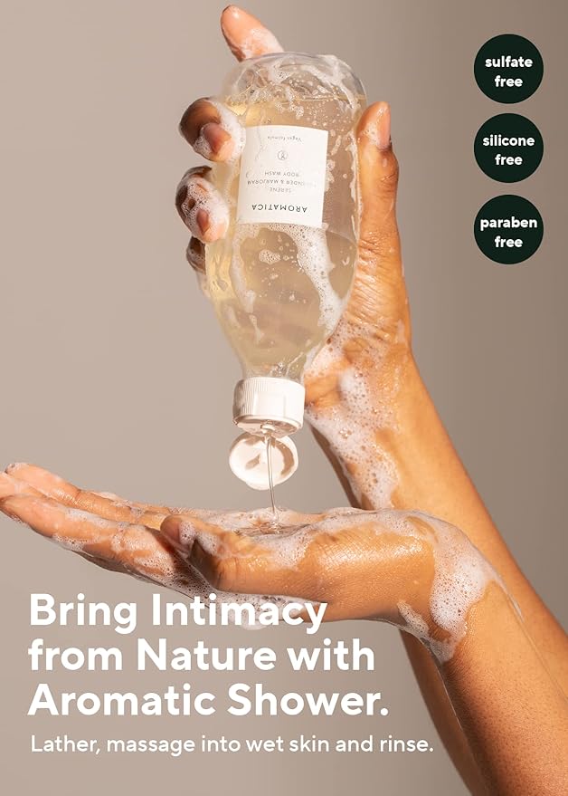 AROMATICA Serene Body Wash Lavender & Marjoram 10.14oz / 300ml, Vegan, Daily In-Shower Wash Blended w/Naturally Derived Scents
