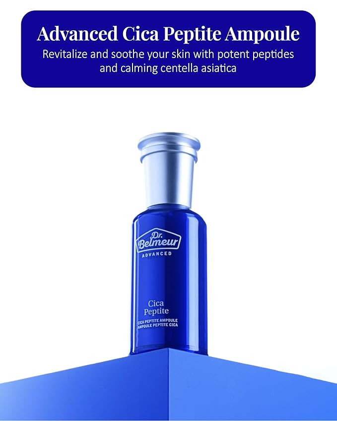 Dr. Belmeur Advanced Cica Ampoule (1.7fl oz) - Soothing, Hydrating Serum for Sensitive Skin. Korean Skin Care. Centella Asiatica, Peptide Complex.
