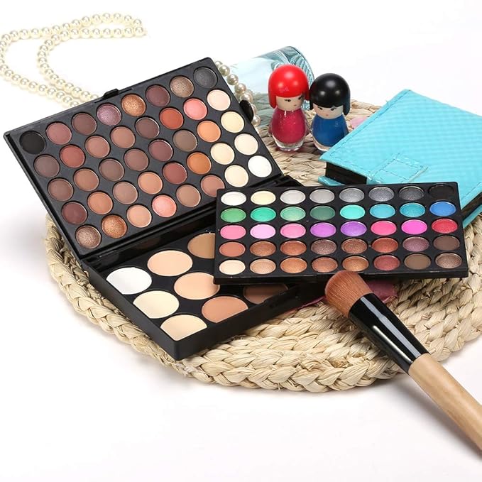80 Colors Professional Eyeshadow Palette +15 Colors Blusher & Concealer Contour Eye Powder Makeup Cosmetic Set