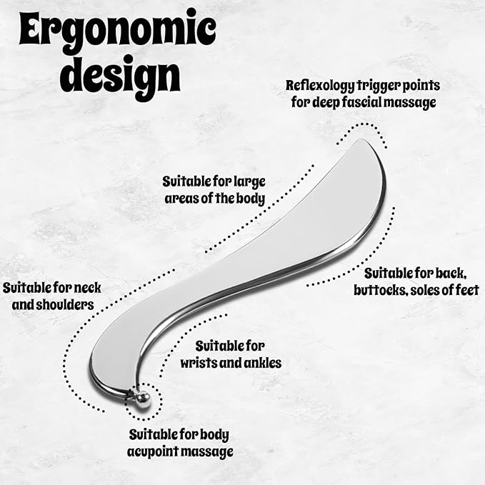 Stainless Steel Gua Sha Tool, Muscle Massage Tools with Smooth Edges, Release for Body Muscle Fascia and Scar Tissue, Can Massage and Relax Body Acupoints