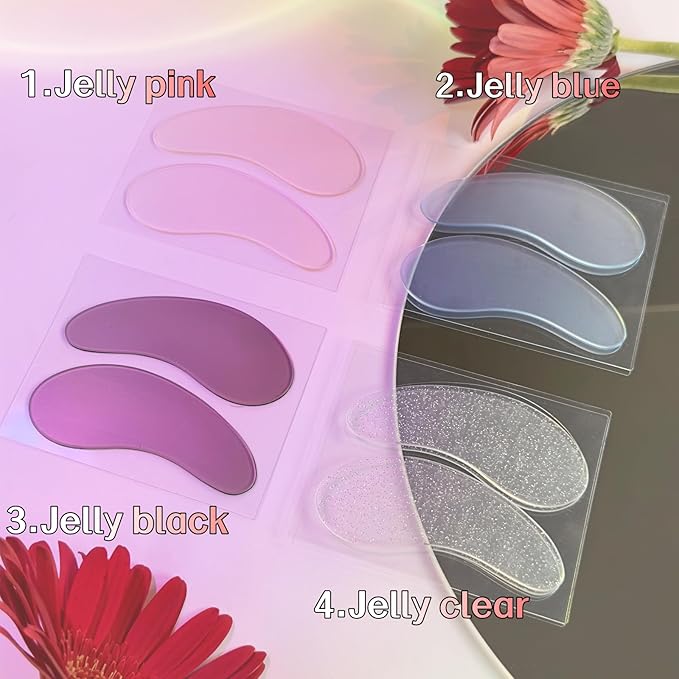 Under Eye Patches For Lash Lift Eyelash Extension Durable Gel Eye Pads Separate Upper & Lower Lashes Sticky Gel Eye Patch - Moon Shape Fit Eyelids Eyelash Mask Cover 4 Colors