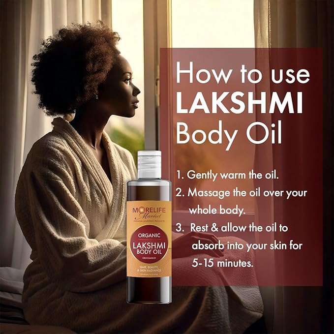 Premium Lakshmi Body Oil (Chandanadi) | Ayurvedic Blend for Body, Skin & Hair | Vata-Pitta-Kapha Balancing Massage Oil for Women Wellness, Stress Relief & Glow-Boosting - 7 fl oz