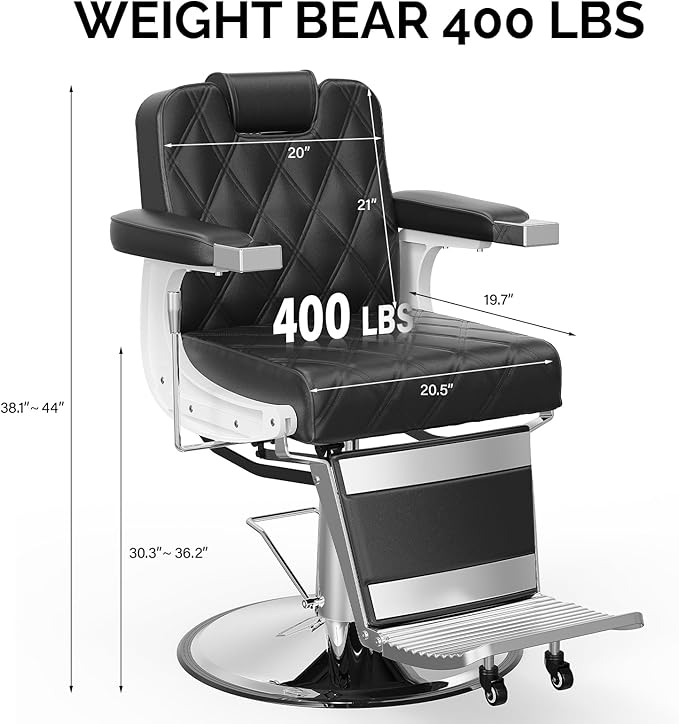 OmySalon Vintage Barber Chair All Purpose Wide Seat, 360° Swivel,Reclining Salon Chair Heavy Duty for Barbershop Beauty Spa Shampoo