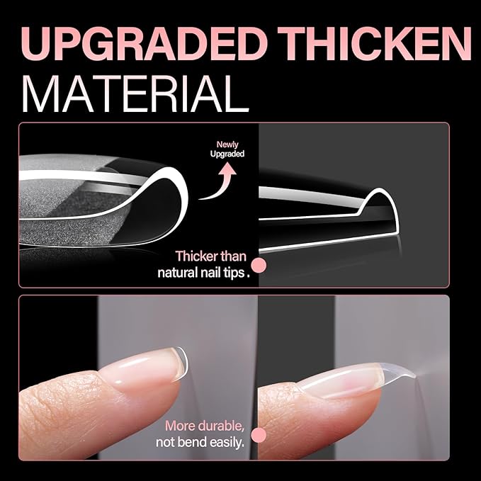 AILLSA Short Square Nail Tips, Fake Thickened Half Matte Nails Tips, Pre-shaped Press on False Nail Tip for Nail Salon 450PCS 15 Sizes with Storage Box