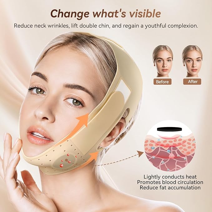 Reusable V Line Silicone Face Strap, Soft Silicone Chin Strap for Women 23-27 Inches (Skin yellow)